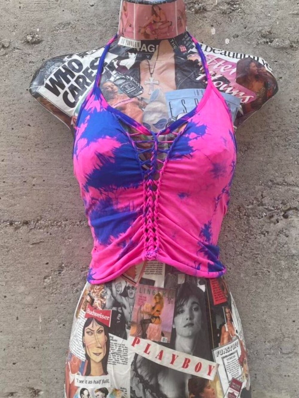 cotton candy tie dye woven halter